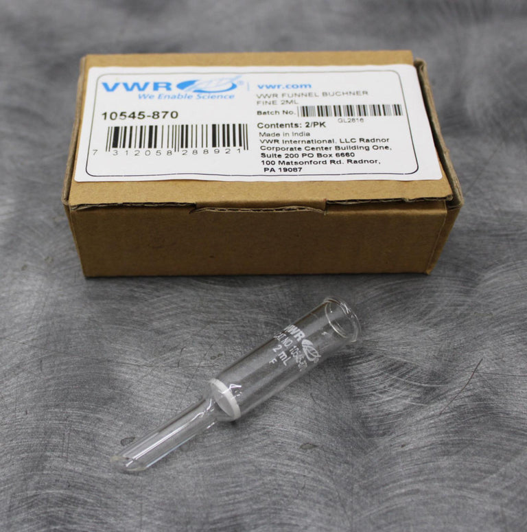 VWR 10545-870 Glass Funnel Buchner “F” Fine 2mL 2 Pack New