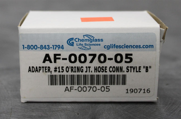 Chemglass AF-0070-05 Schlenk Style B 15mm Ring 10mm Serrated Hose Connection