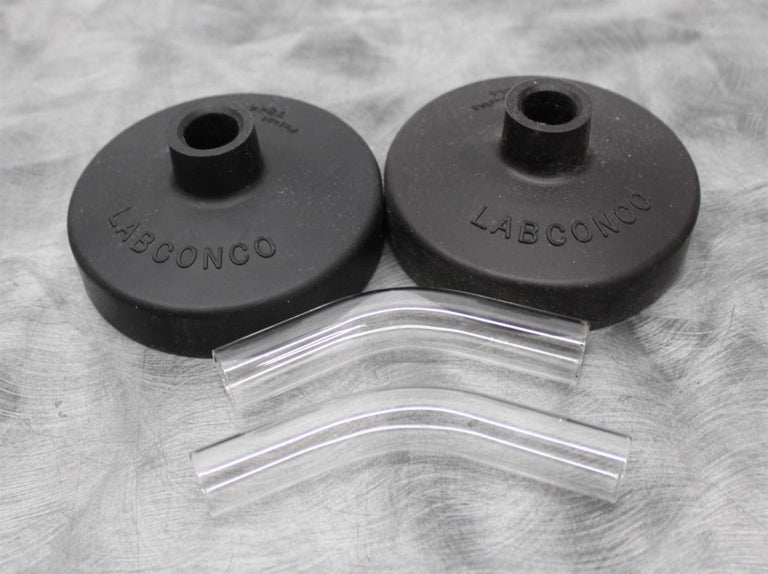 2x Labconco 7544 Snap-On Fast Freeze Flask Lids with 45 Degree Glass Adapter