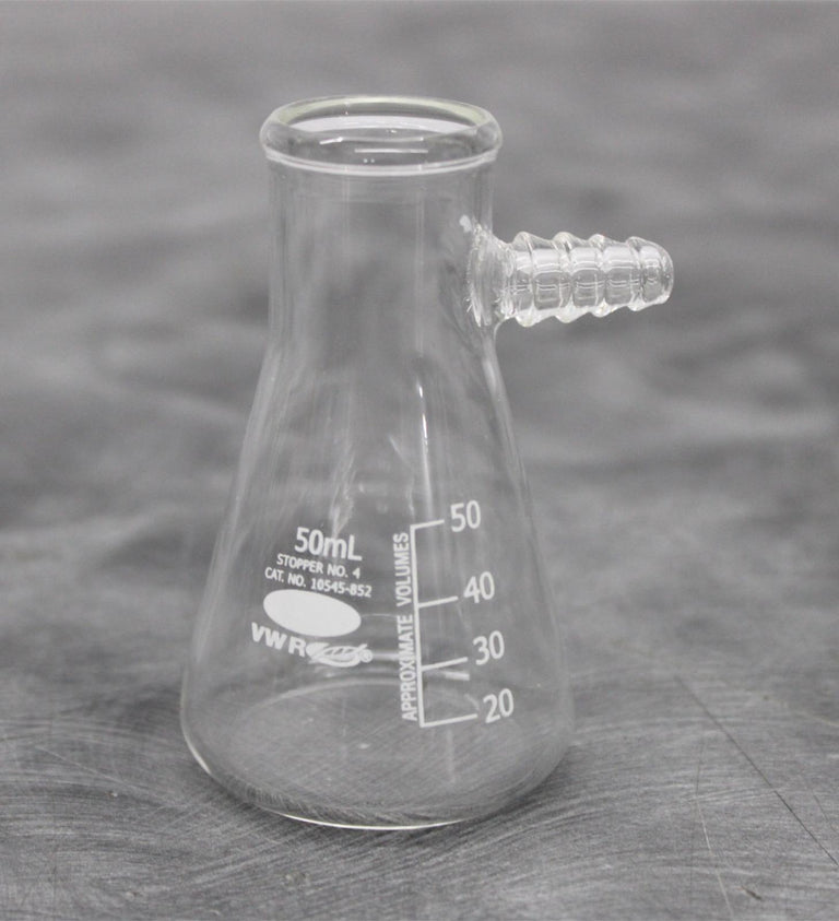 Lot of 6 VWR 10545-852 Heavy Wall Borosilicate Glass Filtering Flasks 50mL