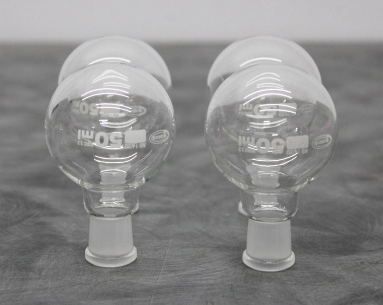 x4 Glassco 50mL Single Neck Round Bottom Boiling Flask with 14/20 Joint