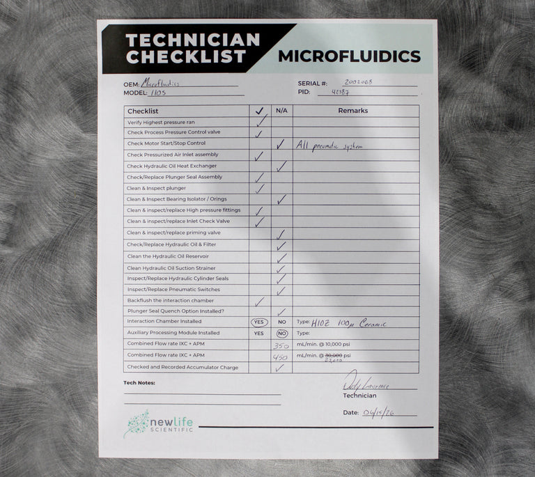 Microfluidics Model 110S Benchtop Microfluidizer Processor Homogenizer