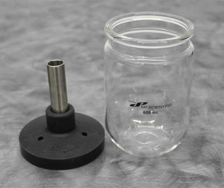 SP Scientific VirTis Wide Mouth 600mL Flask - Cap with Straight SS Adapter