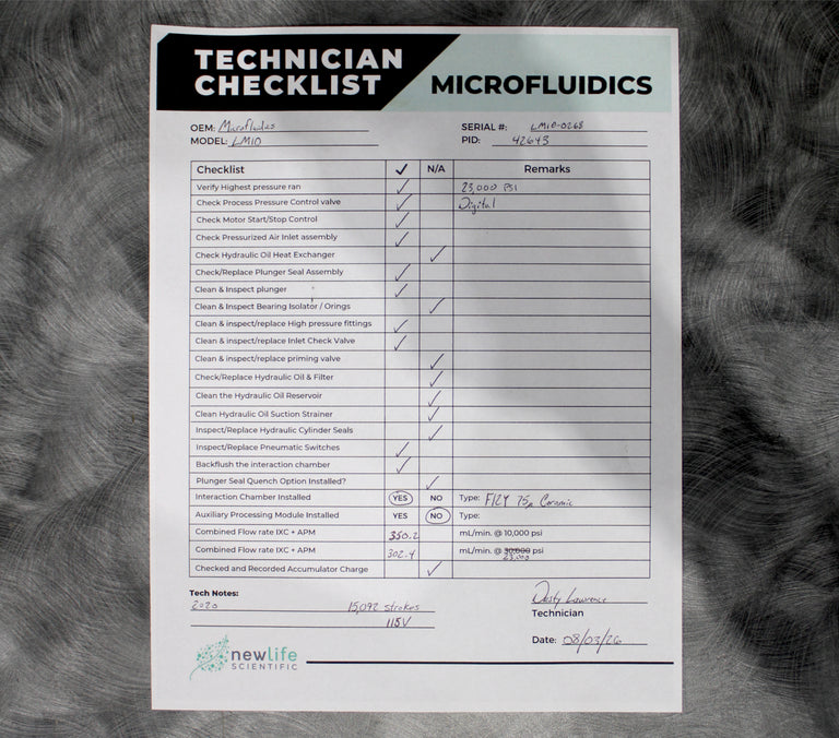 Microfluidics LM10 Microfluidizer High Shear Fluid Processor Lab Homogenizer