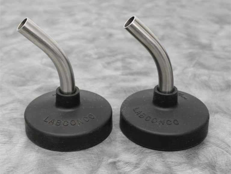 2x Labconco 7544 Snap-On Fast Freeze Flask Lids with 45 Degree SS Adapters