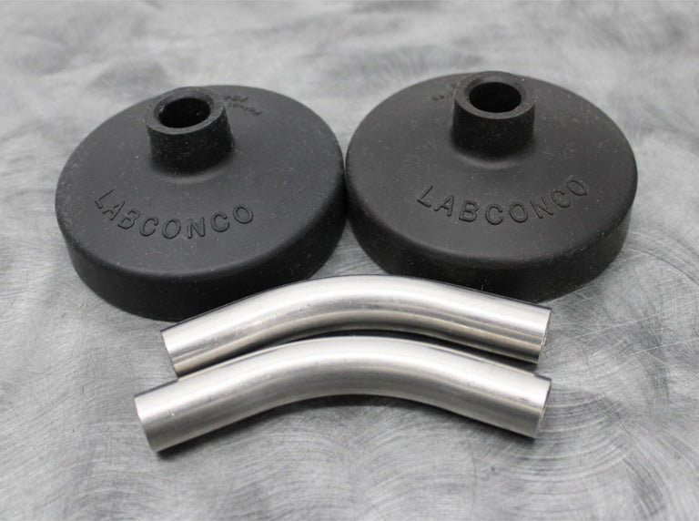 2x Labconco 7544 Snap-On Fast Freeze Flask Lids with 45 Degree SS Adapters