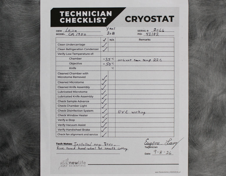 Leica CM1950 Cryostat Microtome with Blade Holder and Vacuum Assist