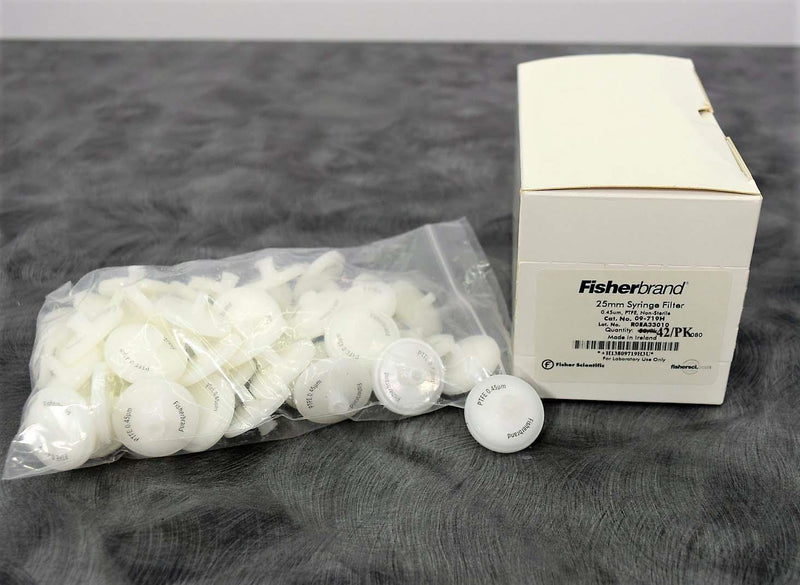 Fisherbrand 09-719H 25mm Non-Sterile PTFE 0.45um Syringe Filters Box of 42