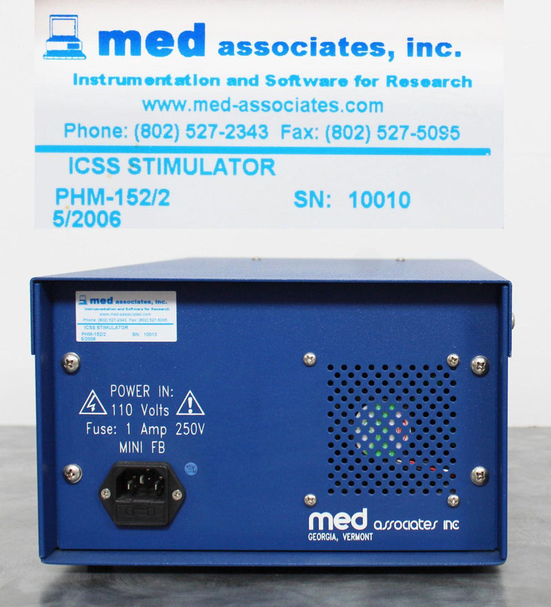 Med Associates PHM-152/2 Dual Programmable ICSS Stimulator with Monitor Output label