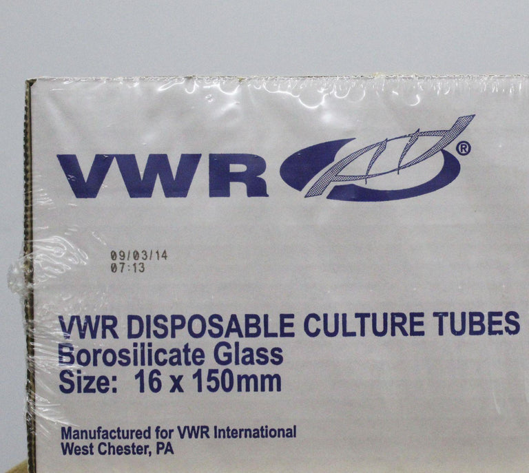 NEW VWR 30825-443 Disposable Culture Tubes Lime Glass 18x150 mm Case of 500