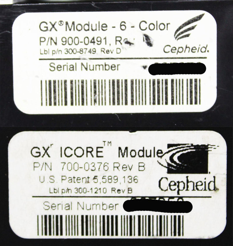 Cepheid GeneXpert GX 6-Color Module 900-03686 and ICORE Module 700-2710 label information