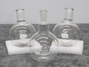 Lot of 3 1000mL Boiling Flask 2x Round Bottom and 1x 3.3 Boro Flat Bottom Flask