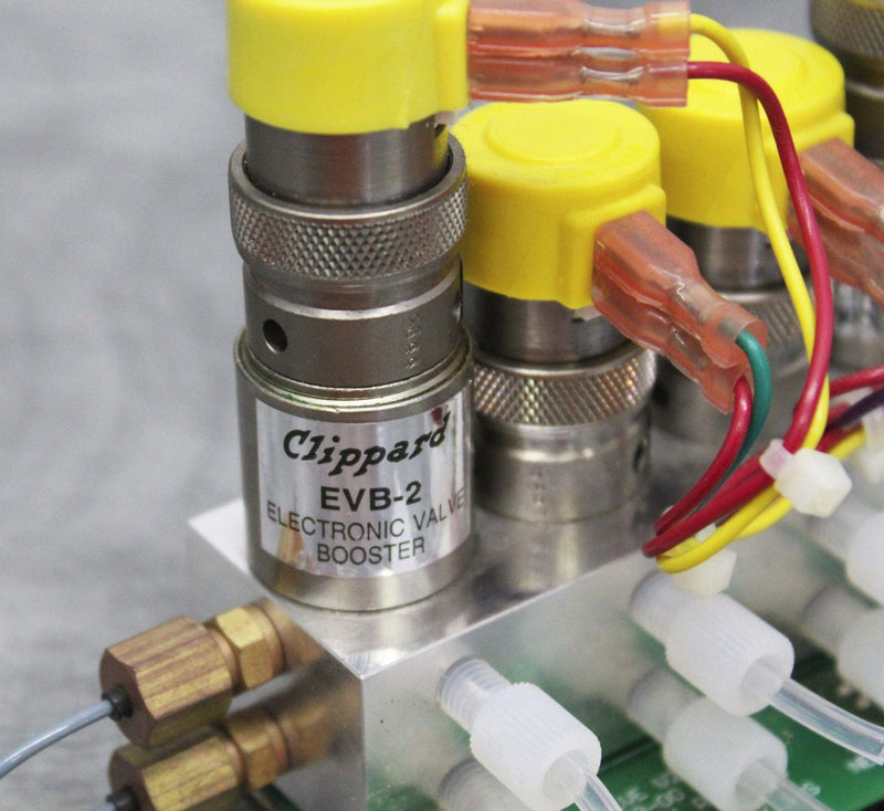 Clippard Electronic Valves and Valve Boosters Manifold on API Valve Board