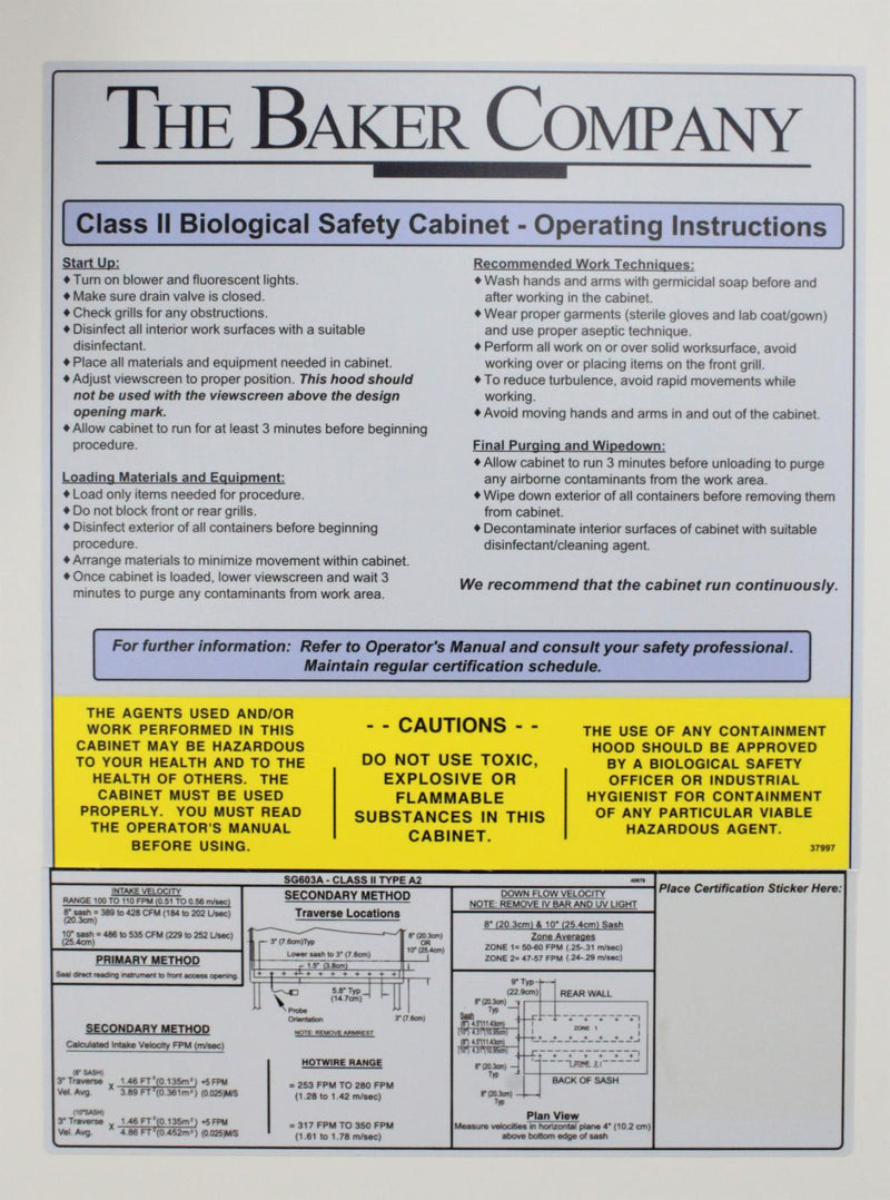 Baker SterilGARD III Advance SG 603A Class II A2 Biological 6 ft Safety Cabinet