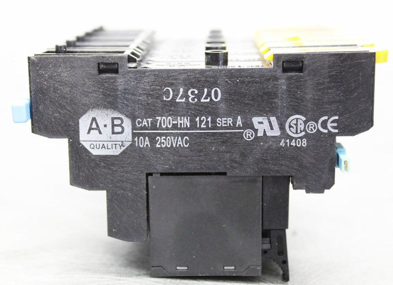 Allen-Bradley Six Relay Sockets 700-HN121 with Six Relays 700-SK0Z2Z25