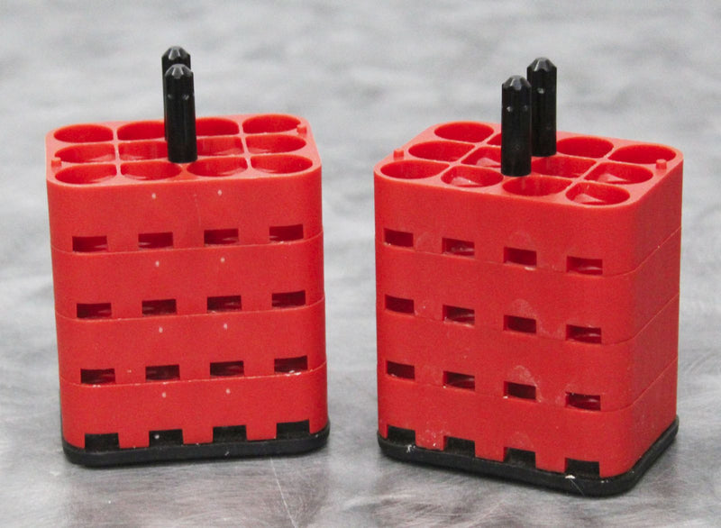 Lot of 2 Heraeus Sepatech Red Rectangle Rotor Bucket Adapters 12 x 10mL