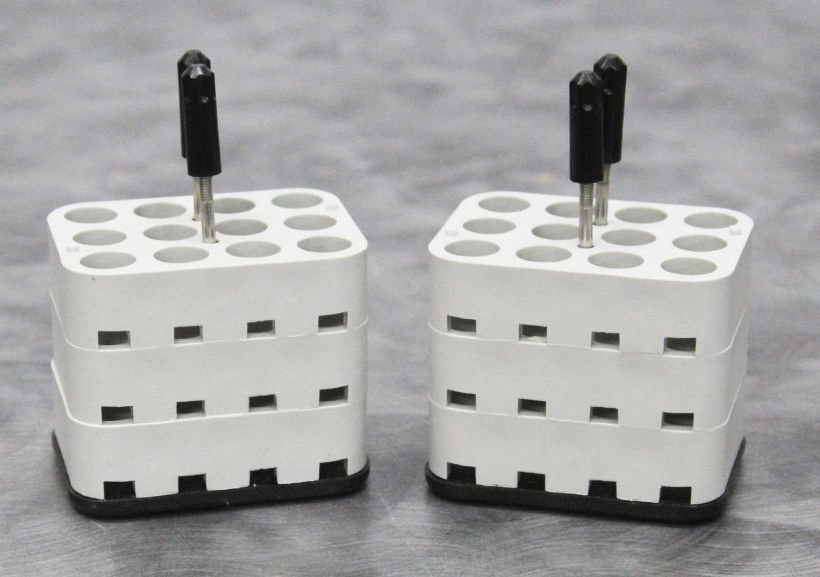 Lot of 2 Heraeus Sepatech Grey Rectangle Rotor Bucket Adapters 12 x 5-