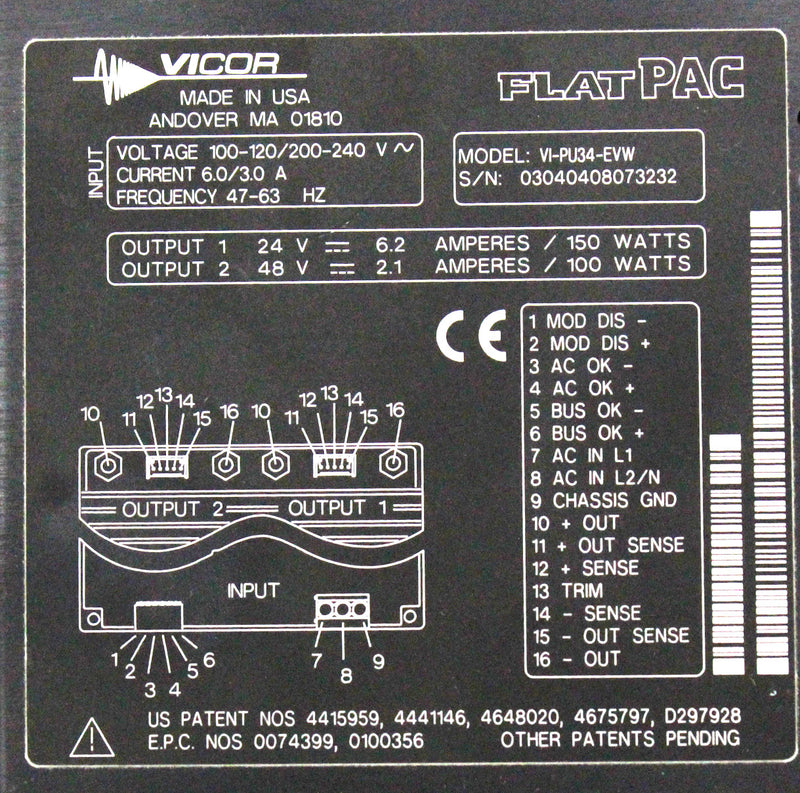 Vicor VI-PU34-EVW FlatPAC Power Supply 24V / 48V with Warranty