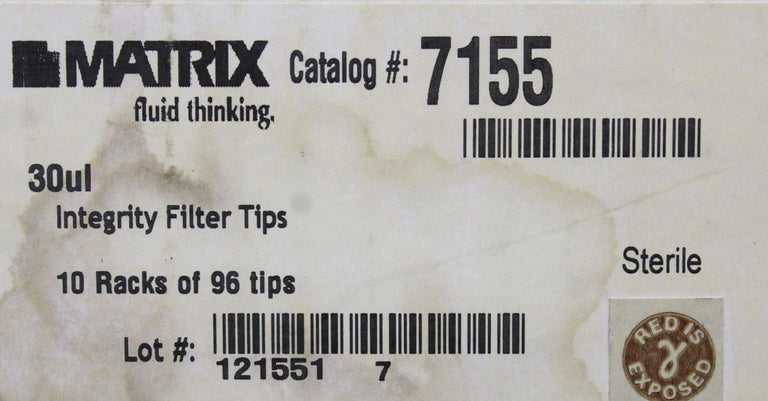 Matrix Cat. NO. 7155 Sterile 30µl Integrity Filter Tips 10 Racks of 96 Tips