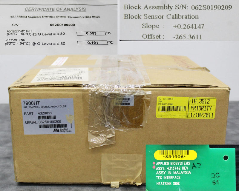 Applied Biosystems 7900HT, Kit, 384 Well Microcard Cycler P/N 4329011 New In Box