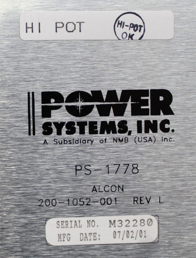Alcon PS-1778 Surgical Power Supply 200-1052-001 f/ Phaco 20000 Legacy Aspirator